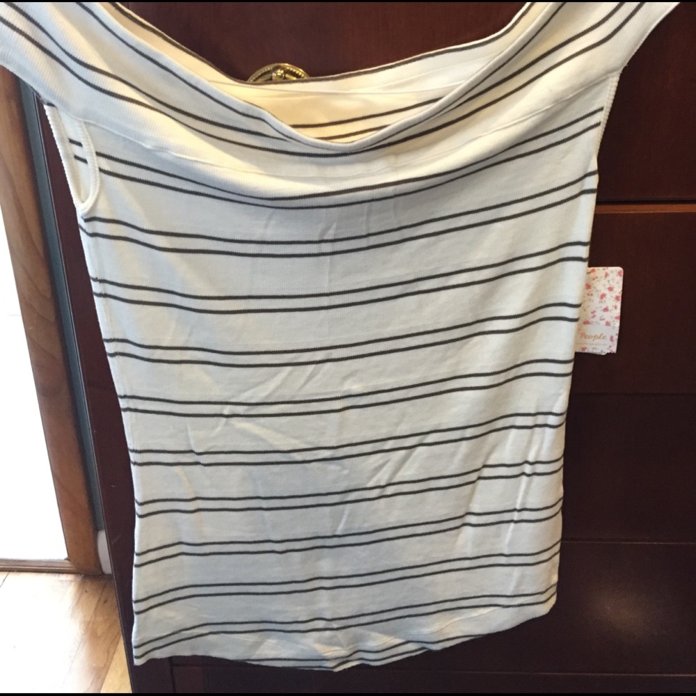 NEW Free People Yacht Club offshoulder stripe tee